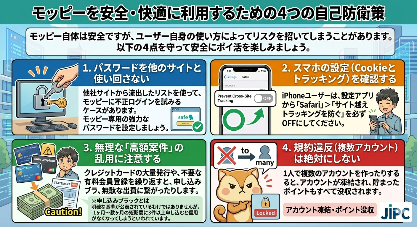 モッピーを安全に利用するための4つの自己防衛